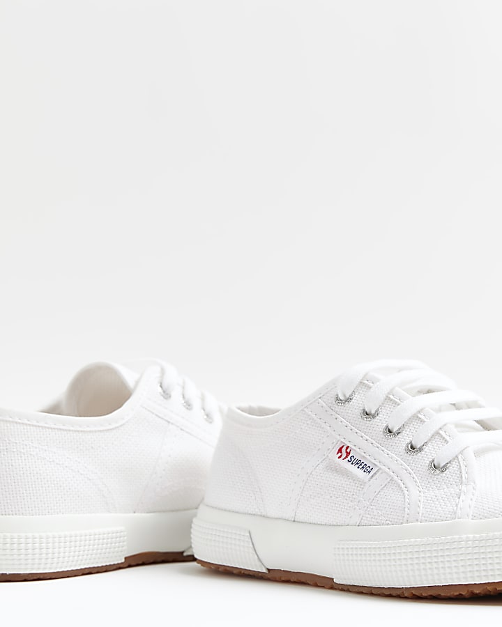 Girls white Superga lace up canvas trainers