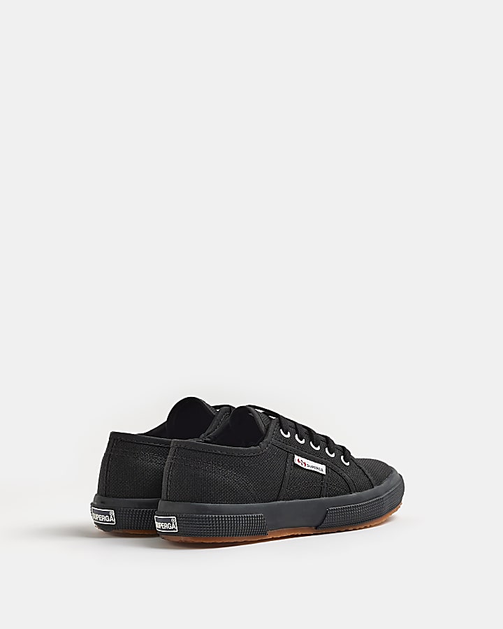 Girls black Superga lace up canvas trainers