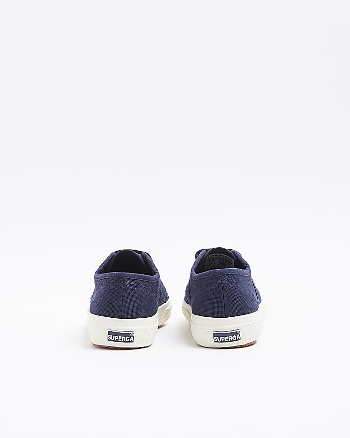 Girls navy Superga lace up canvas trainers