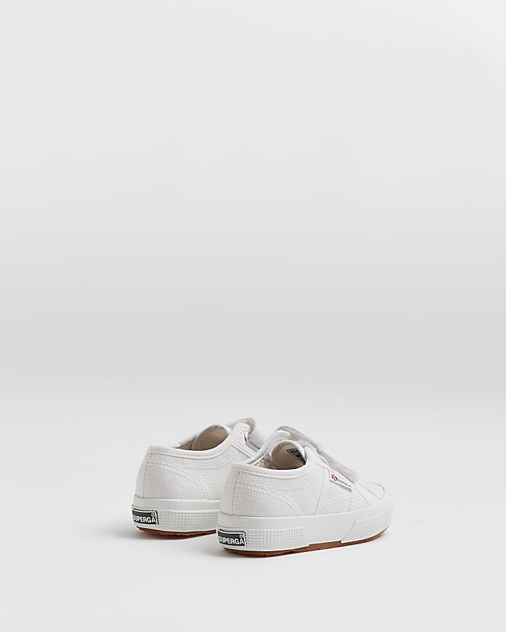 Mini girls white superga velcro shoes