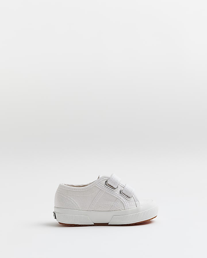 Mini girls white superga velcro shoes