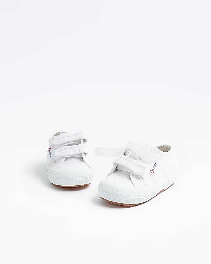 Mini Boys White Superga Canvas Strap Trainers