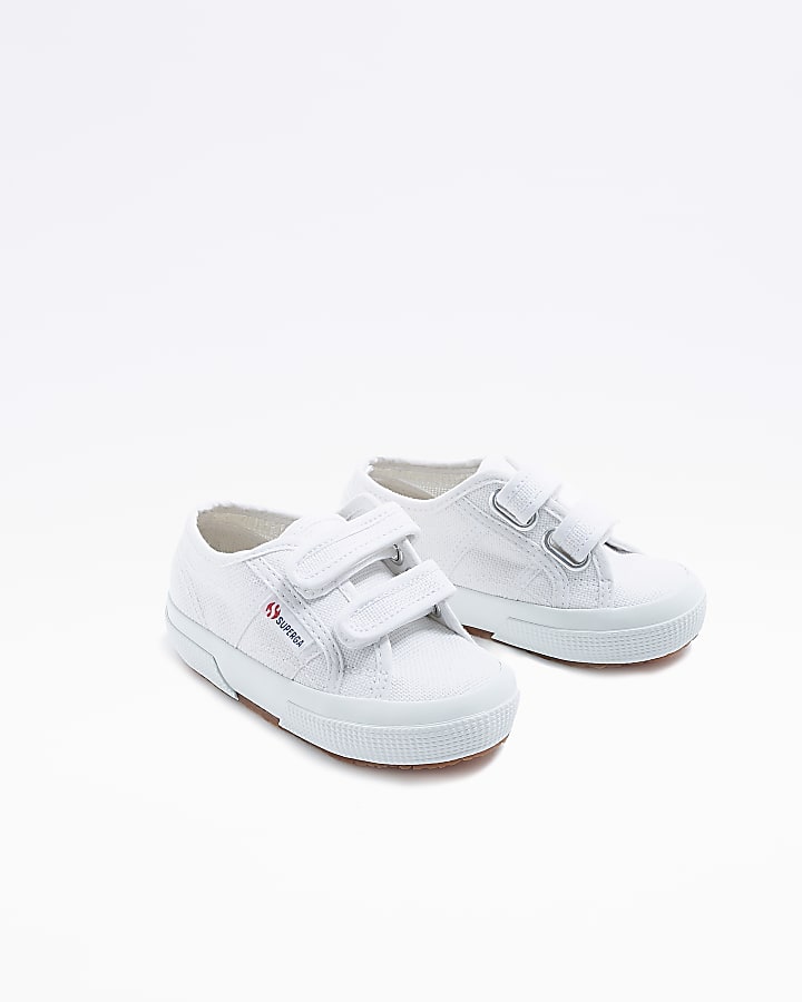 Mini Boys White Superga Canvas Strap Trainers