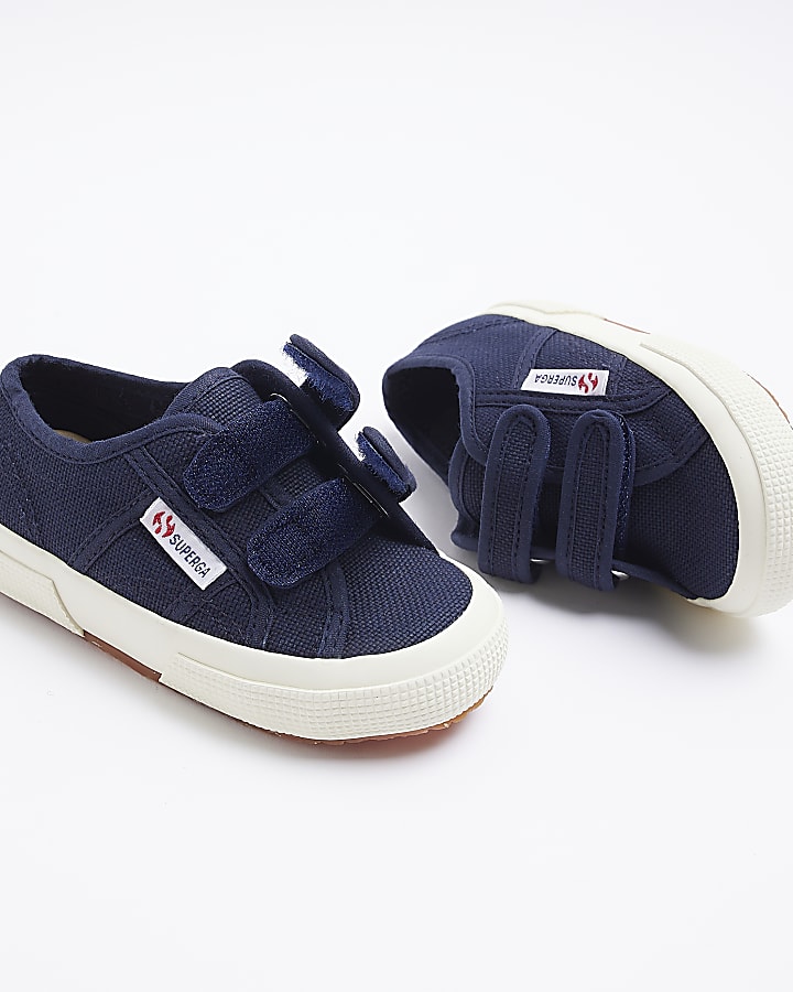 Mini girls navy superga velcro shoes