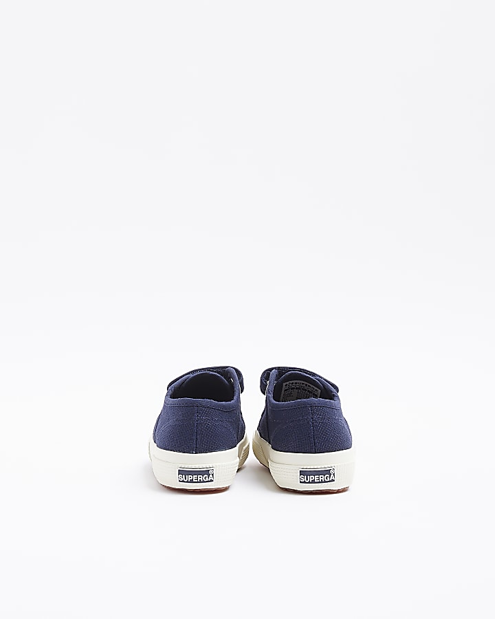 Mini girls navy superga velcro shoes