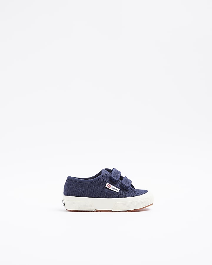 Mini girls navy superga velcro shoes