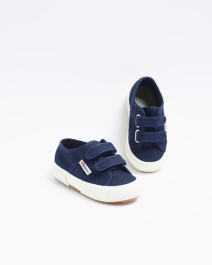 Mini Boys Navy Superga Canvas Strap Trainers