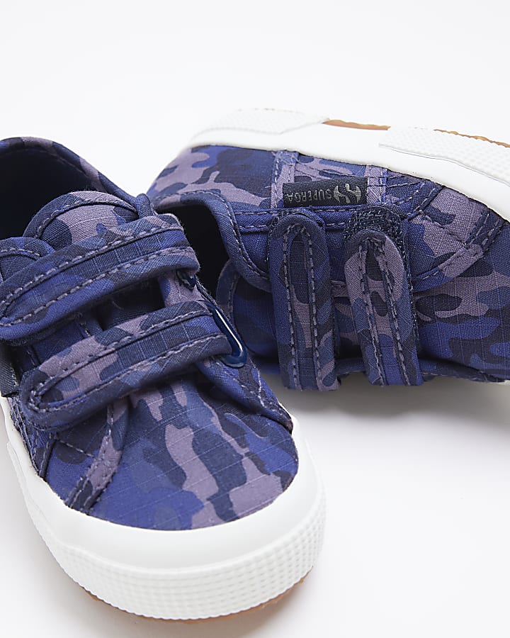 Mini Boys Blue Camo Print Superga Trainers