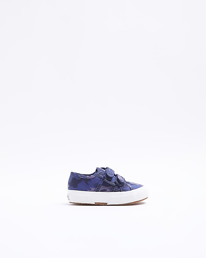 Mini Boys Blue Camo Print Superga Trainers River Island