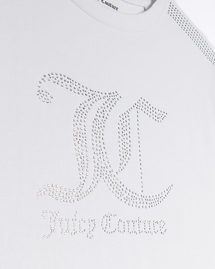 Girls white Juicy Couture diamante t-shirt