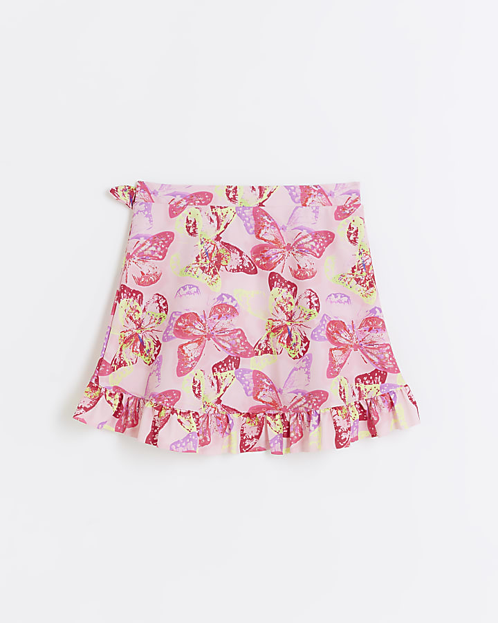 Girls pink butterfly wrap swim skirt