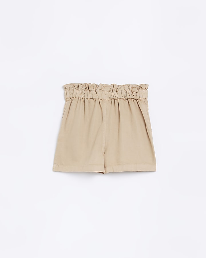 Girls Stone Cargo Paper bag Shorts