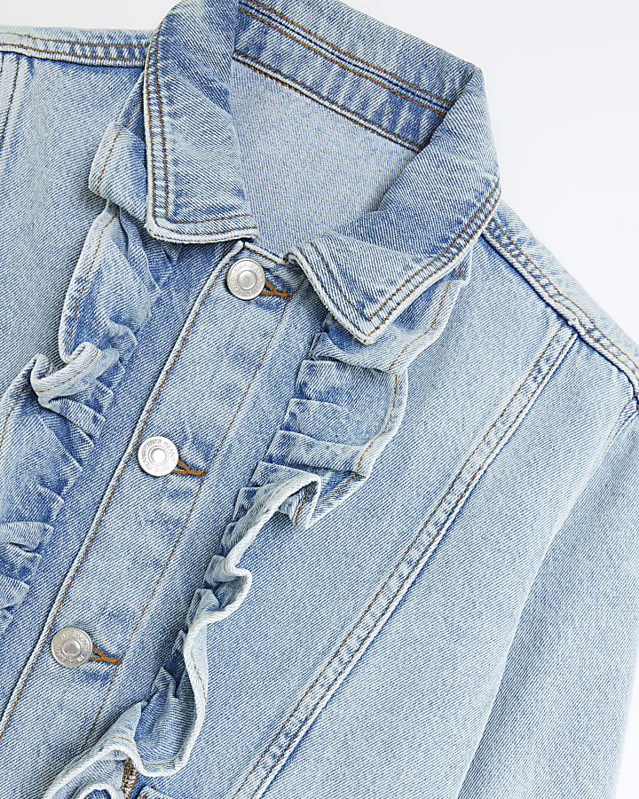 Girls Blue Frill Denim Jacket