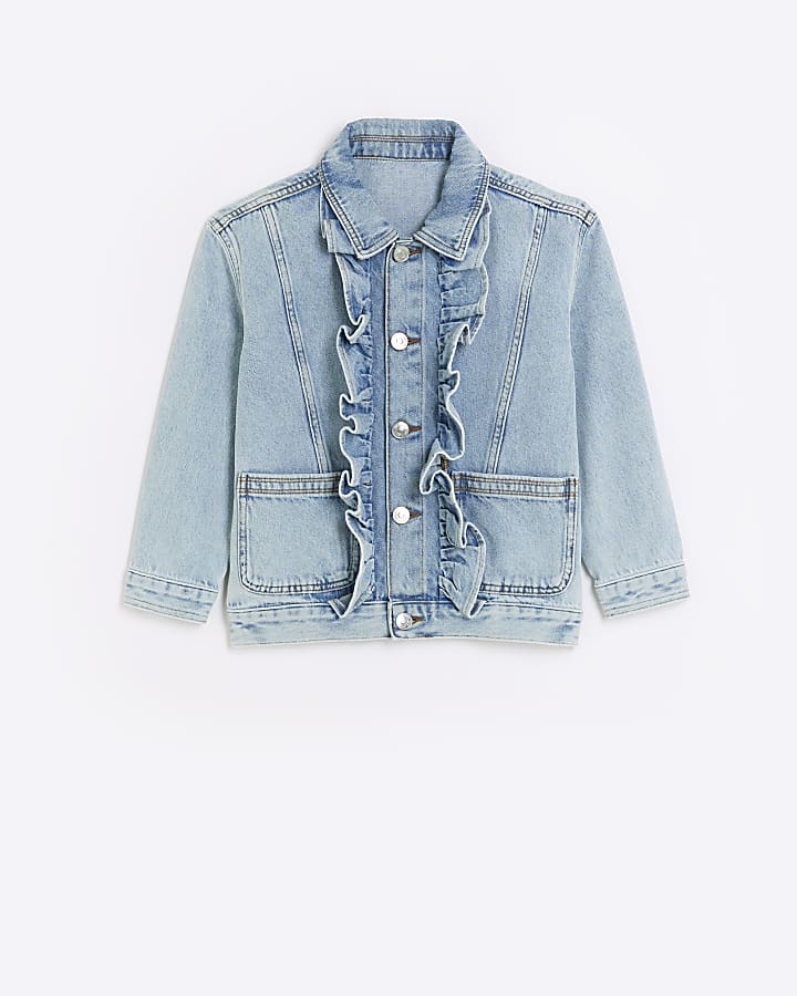 Girls Blue Frill Denim Jacket