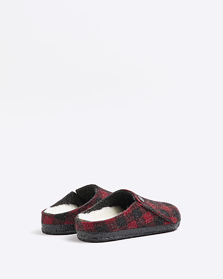 Boys red Birkenstock check slippers