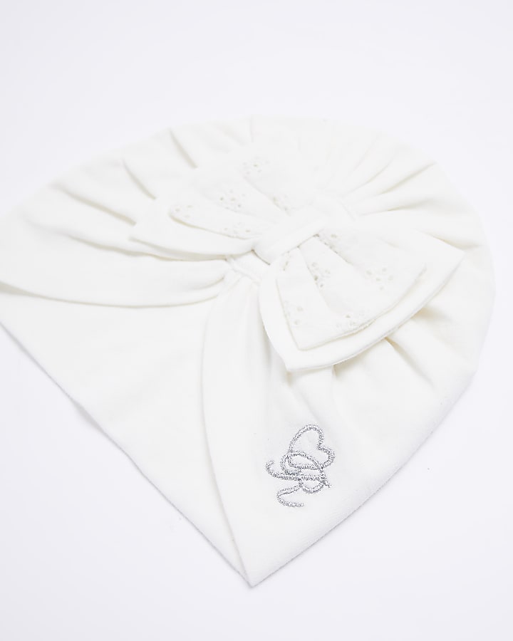 Baby girls Cream Broderie Bow Turban
