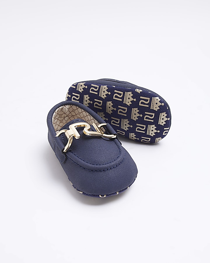 Baby Boys Blue Suedette Loafers