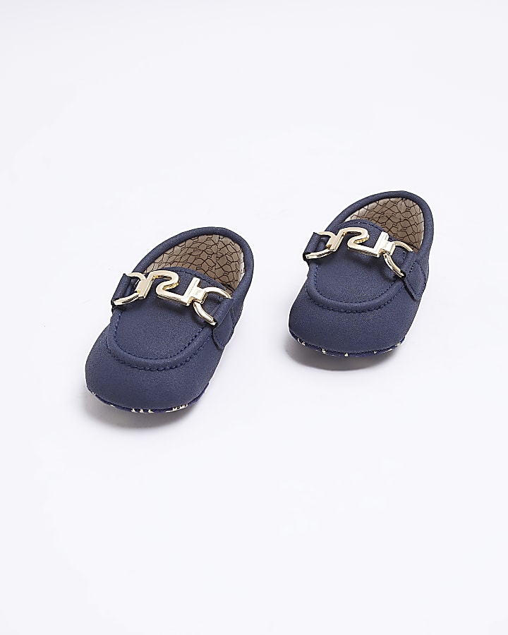 Baby Boys Blue Suedette Loafers