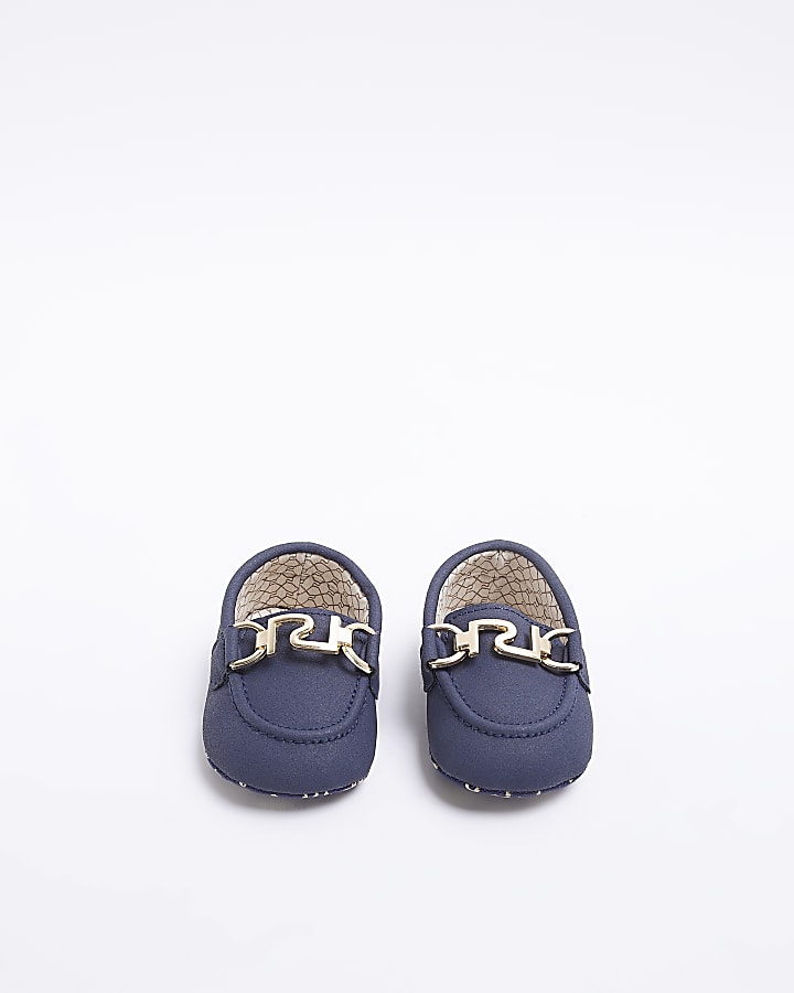 Baby Boys Blue Suedette Loafers River Island