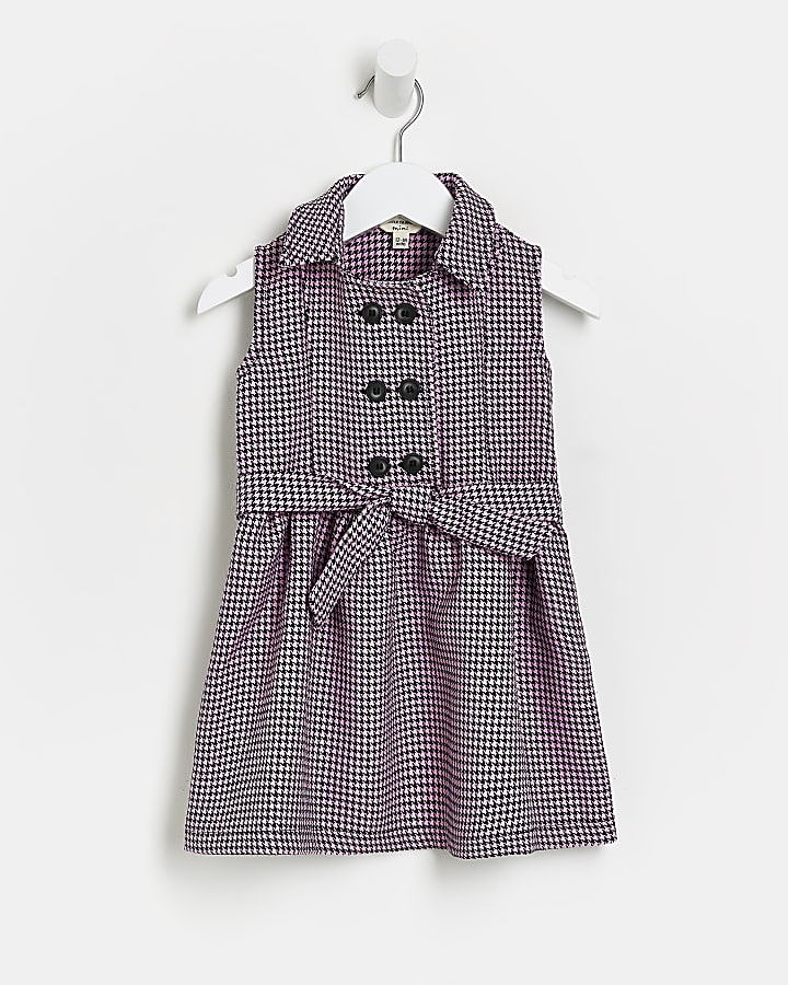 Mini girls Pink check Utility Blazer Dress