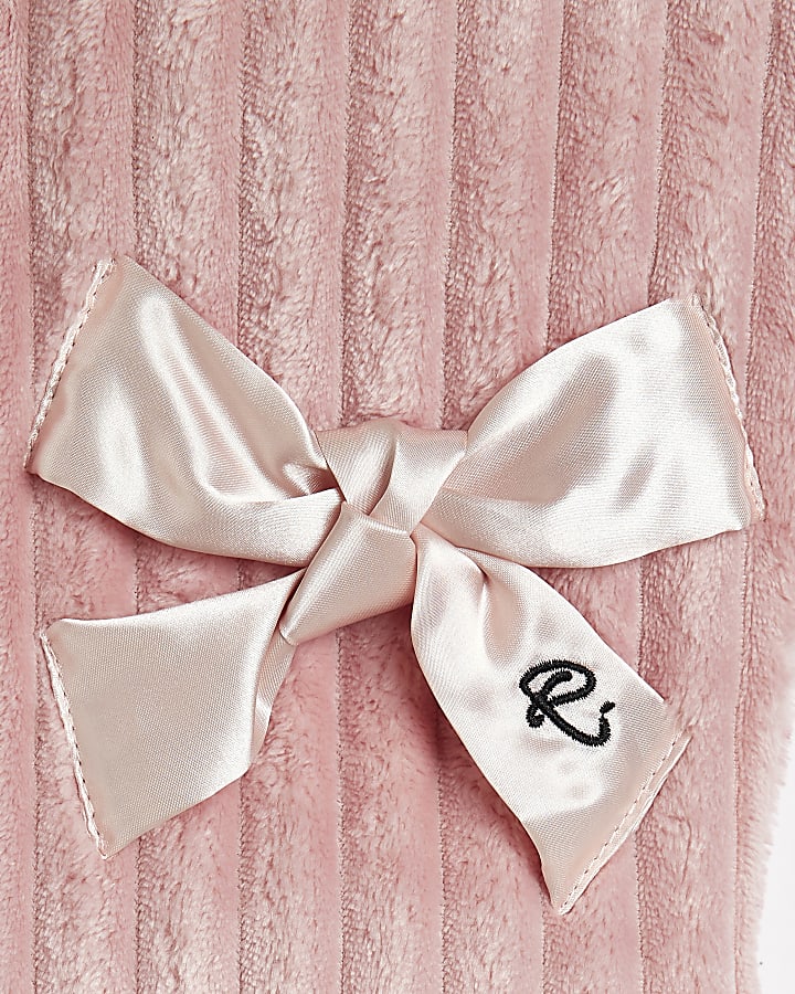 Girls Pink faux fur Satin Bow Stocking