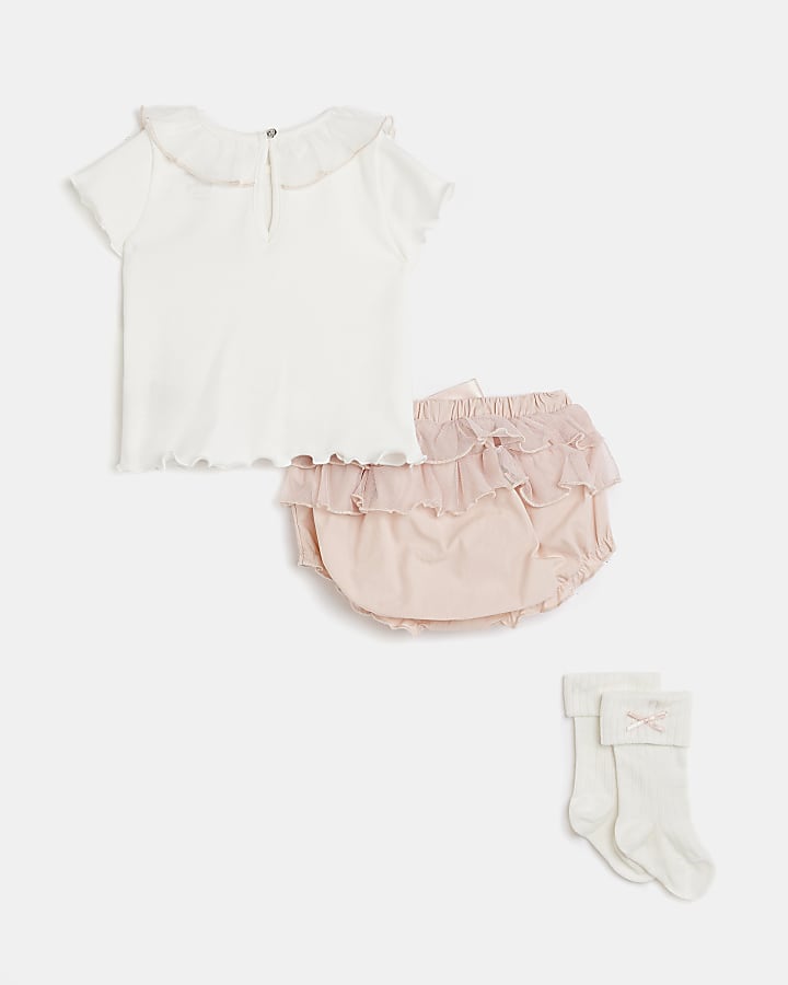 Baby girls Pink frill Bloomers 3 piece outfit