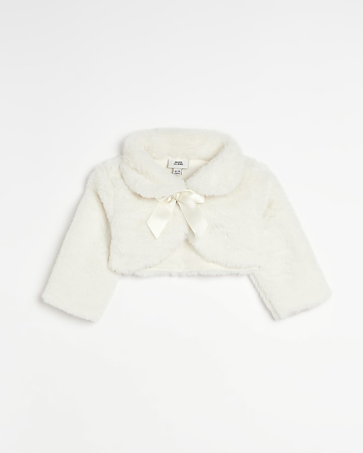 BABY GIRLS White Occasion Faux Fur Bolero River Island