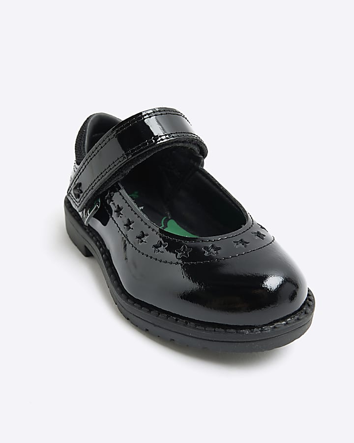 Mini girls black Kickers star embossed shoes