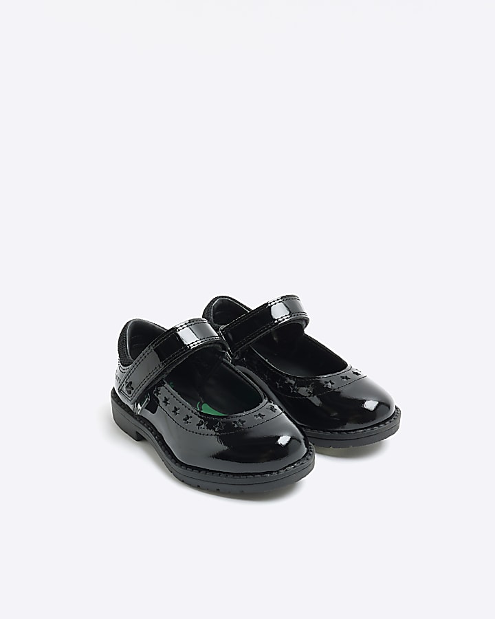 Mini girls black Kickers star embossed shoes