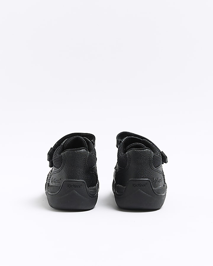 Boys black Kickers velcro strap shoes