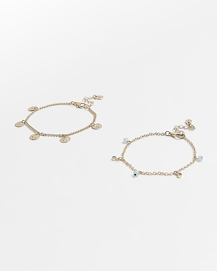 Gold colour multipack anklets