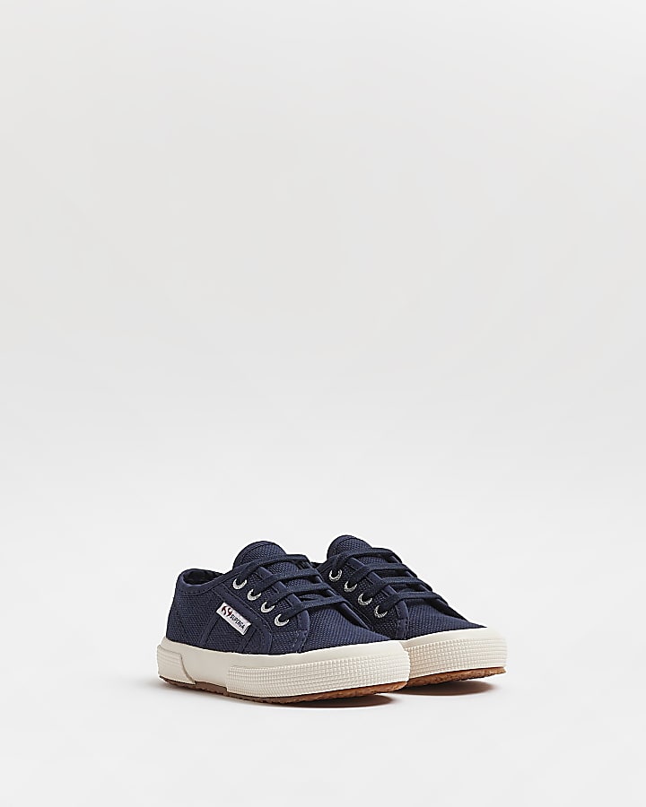 Mini Navy Superga lace up canvas trainers