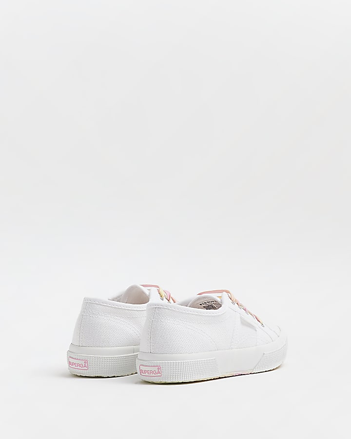 Girls White Superga Rainbow laces Trainers