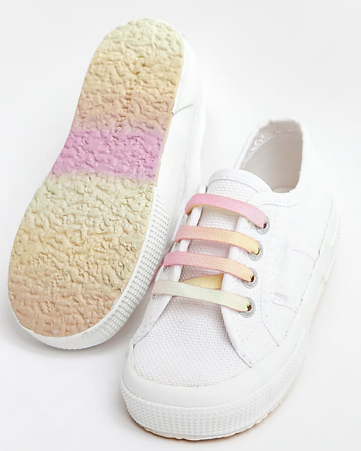 Mini girls White Superga Rainbow Trainers