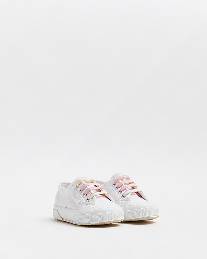 Mini girls White Superga Rainbow Trainers