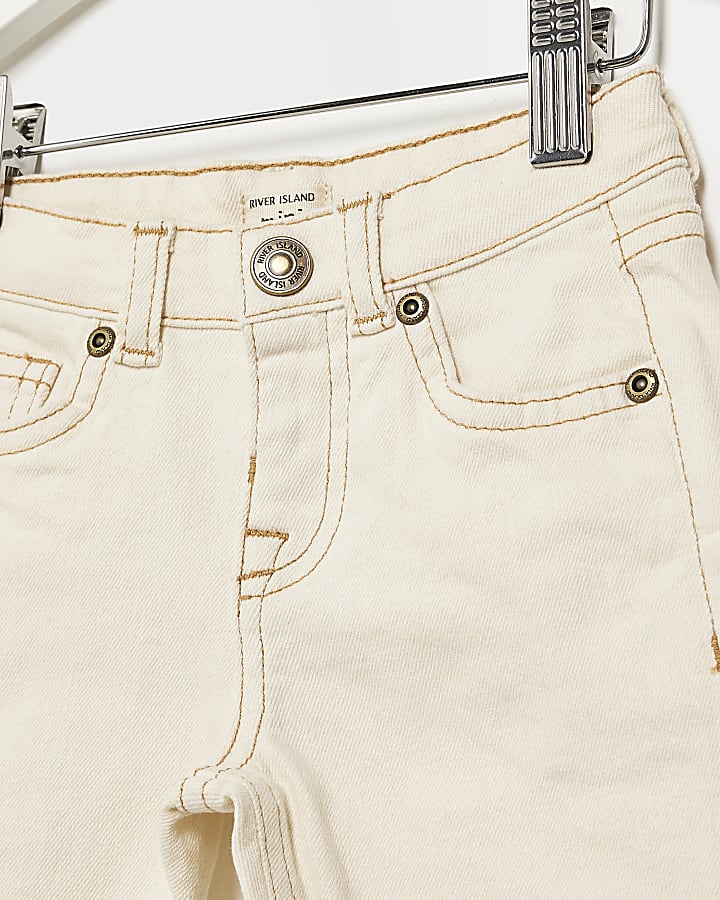 Mini boys Cream denim shorts