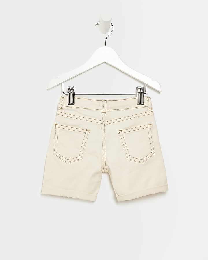 Mini boys ecru denim shorts