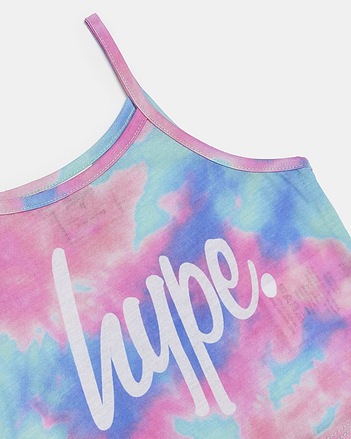 Girls pink HYPE tie dye cami top