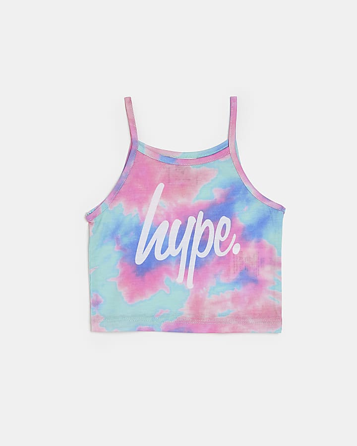 Girls pink HYPE tie dye cami top