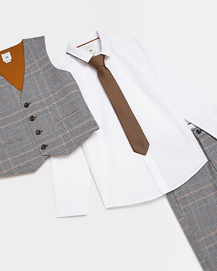 Boys Grey Check Tailored Suit Outfit