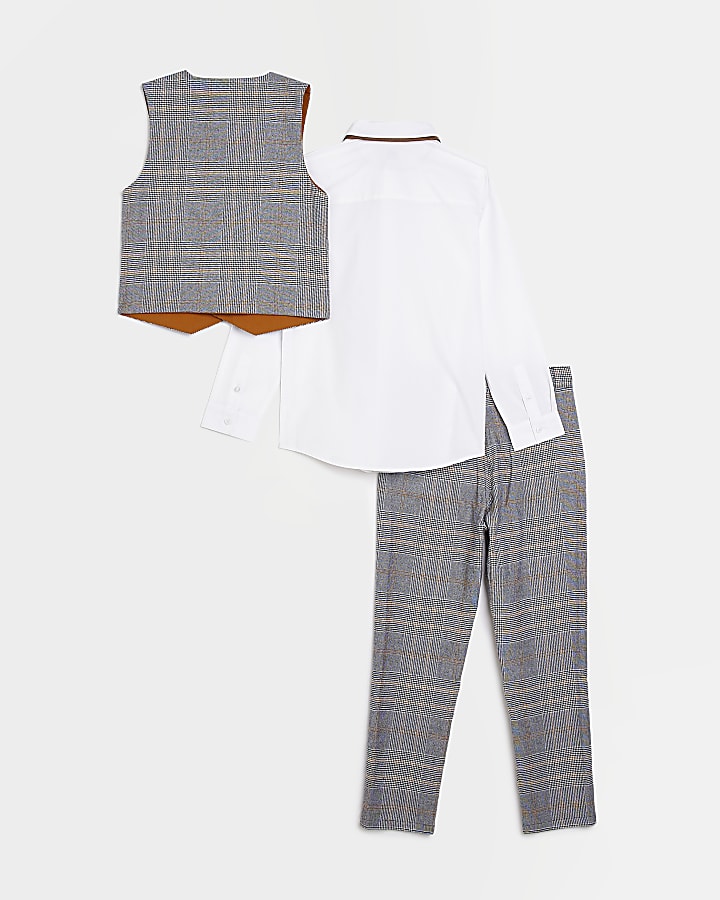 Boys Grey Check Tailored Suit Outfit