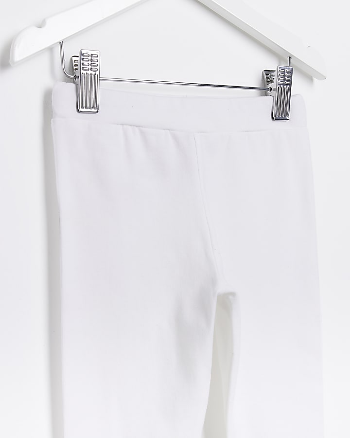 Mini Girls White Frill Leggings