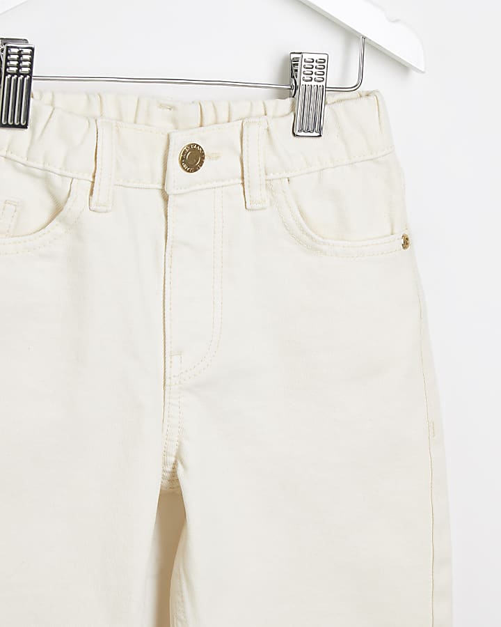 Mini girls beige mom jeans