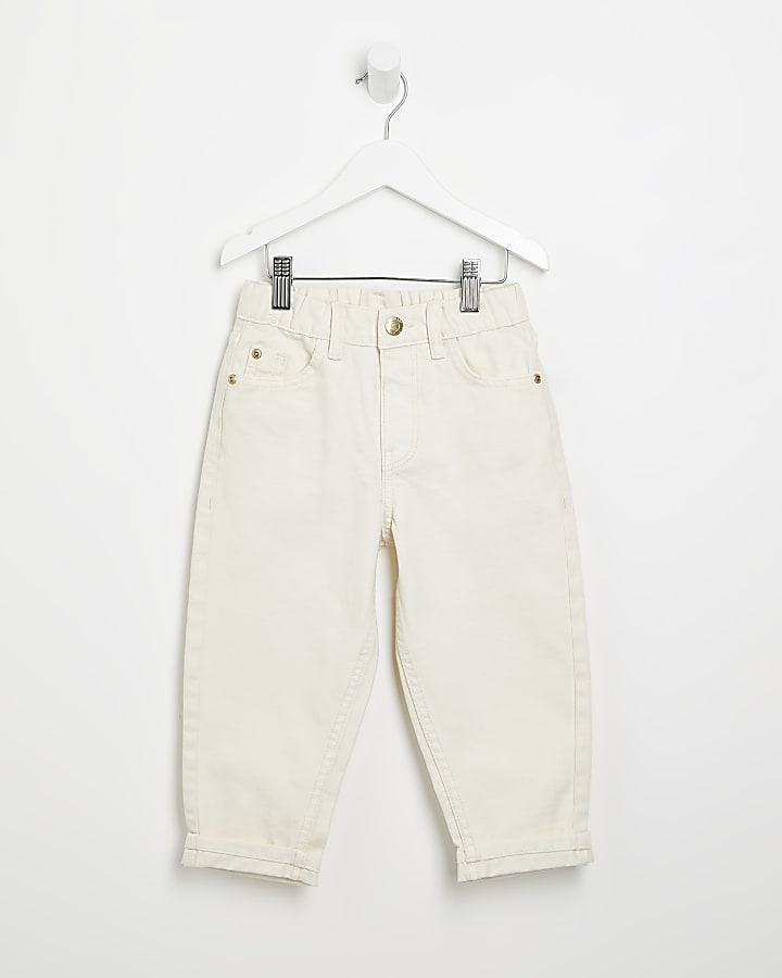 Mini girls beige mom jeans