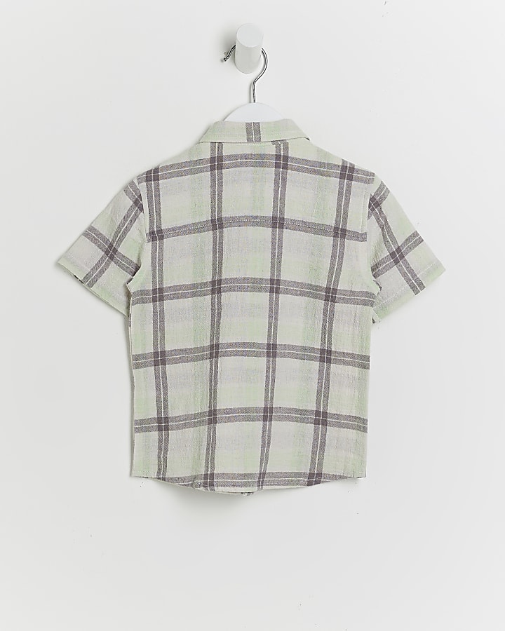 Mini boys grey check short sleeve shirt