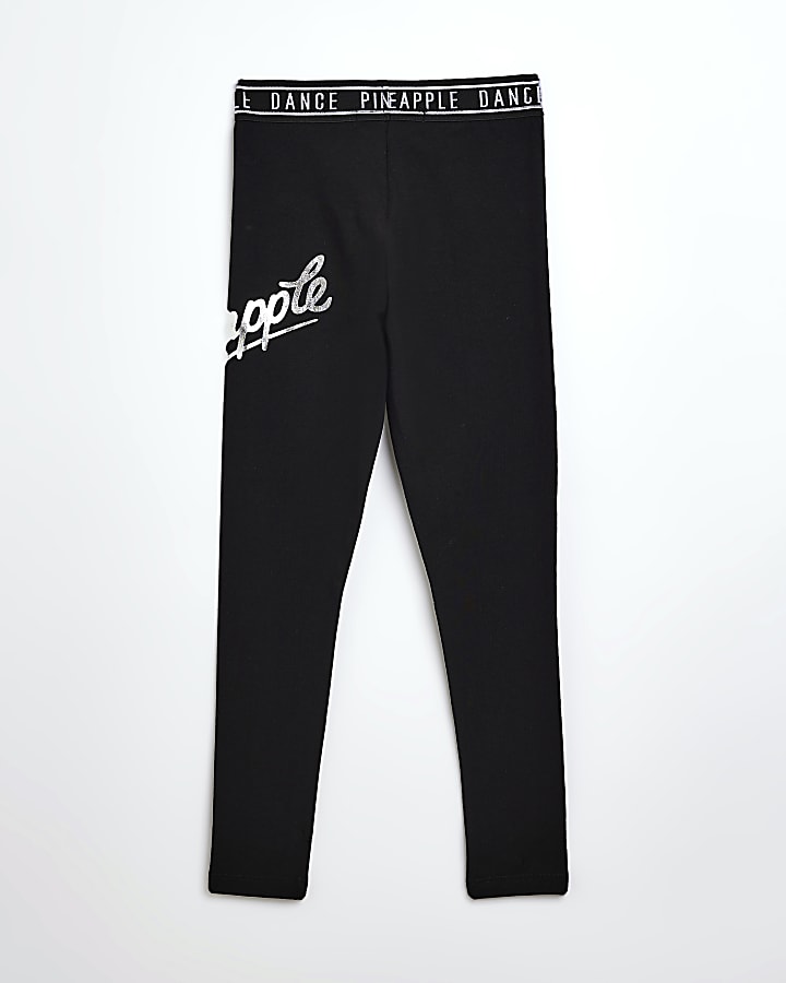 Girls Black Pineapple Logo leggings