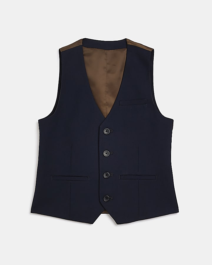 Boys navy suit waistcoat