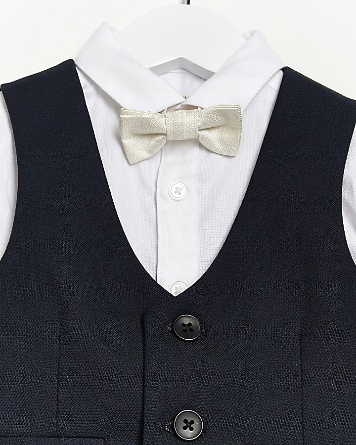 Mini boys navy 3 piece suit set