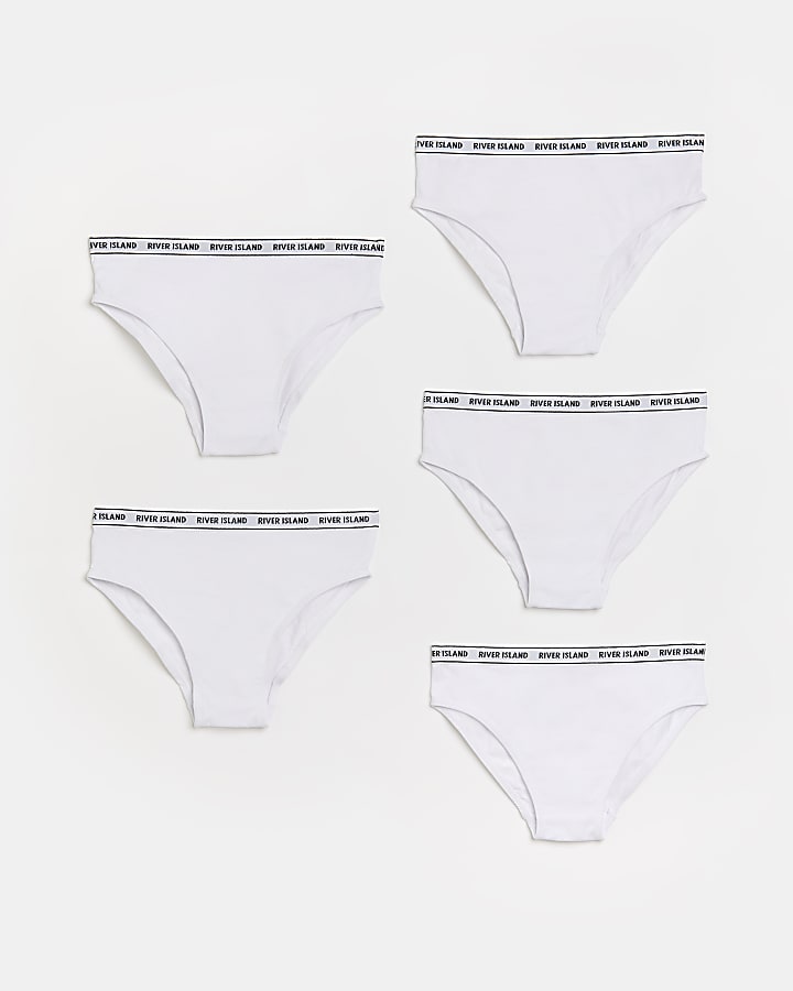 Girls white RI brief 5 pack