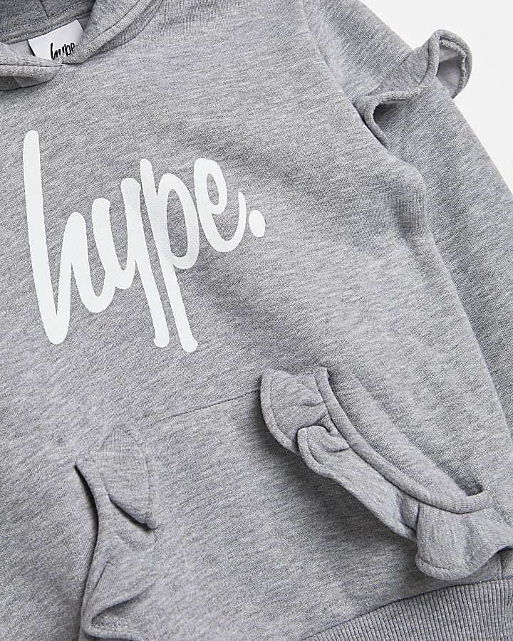 Girls Grey HYPE Frill Hoodie